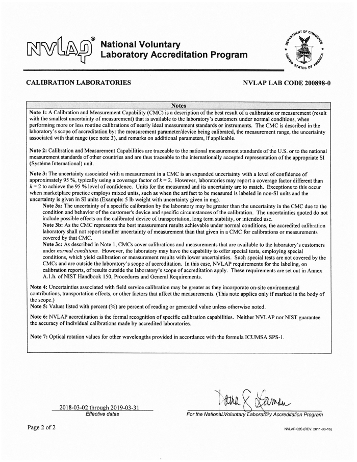 Rudolph Research NVLAP Certification Scope Page 2